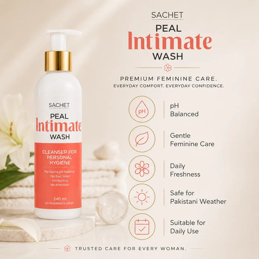Hand holding a bottle of 'Real Intimate Wash' with promotional text and price tag.