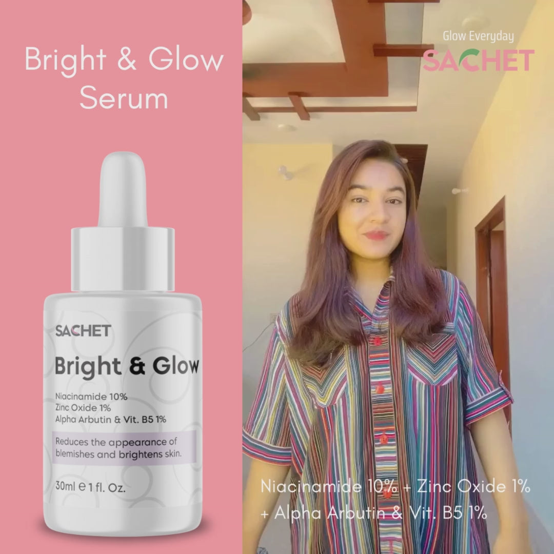 Bright and Glow Serum - Niacinamide 10% + Zinc Oxide 1% + Alpha Arbutin & Vit. B5 1% | sachetcare.com