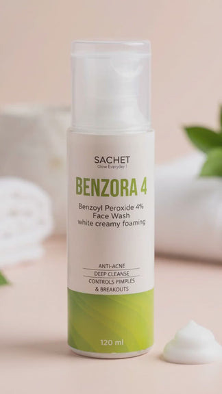 BENZORA 4 Benzoyl Peroxide 4% Face Wash (120ml) | Acne & Blackheads