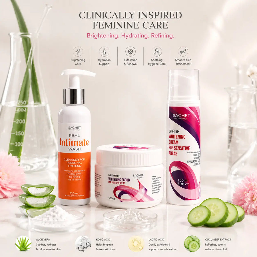Private Glow Kit – Peal + Scrub + Whitening Cream | SACHET