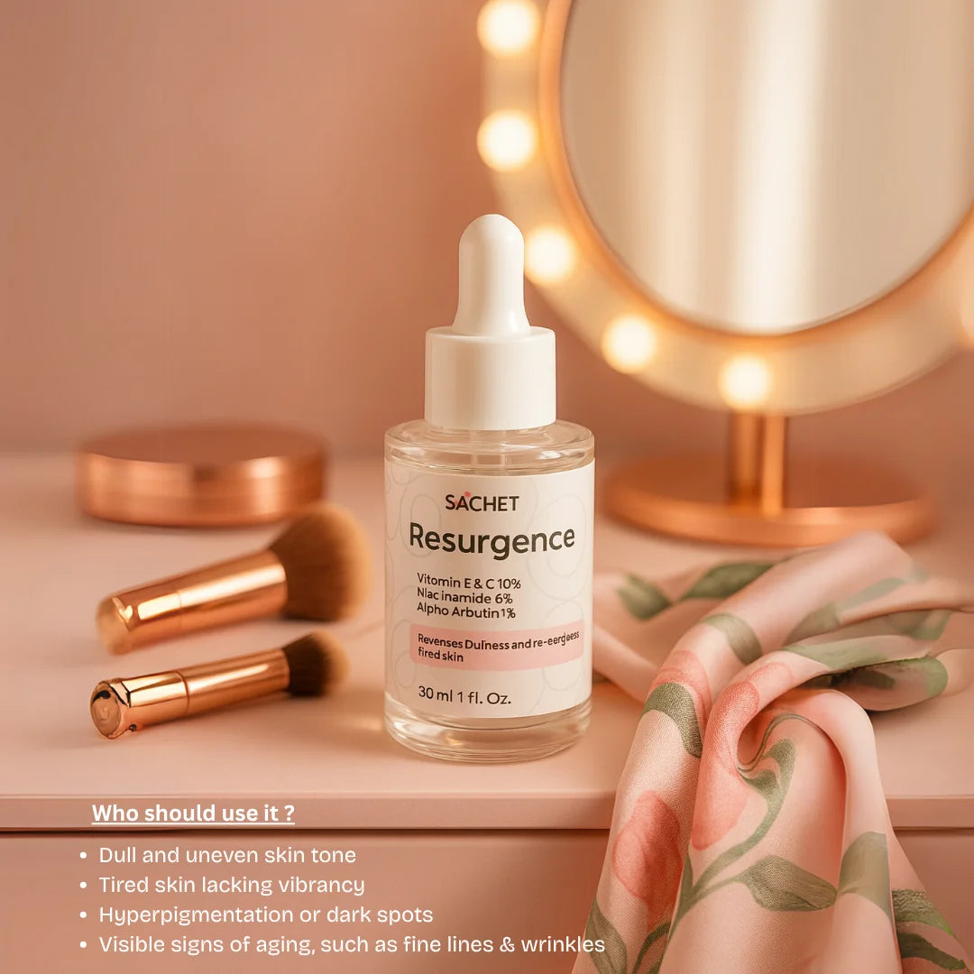 Resurgence Serum - Vitamin E & C 10% + Niacinamide 5% + Alpha Arbutin 1% | sachetcare.com
