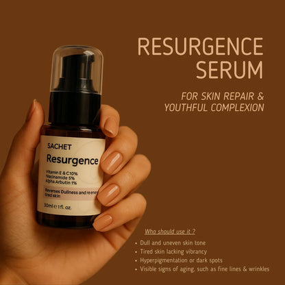 Resurgence Serum - Vitamin E & C 10% + Niacinamide 5% + Alpha Arbutin 1% | sachetcare.com