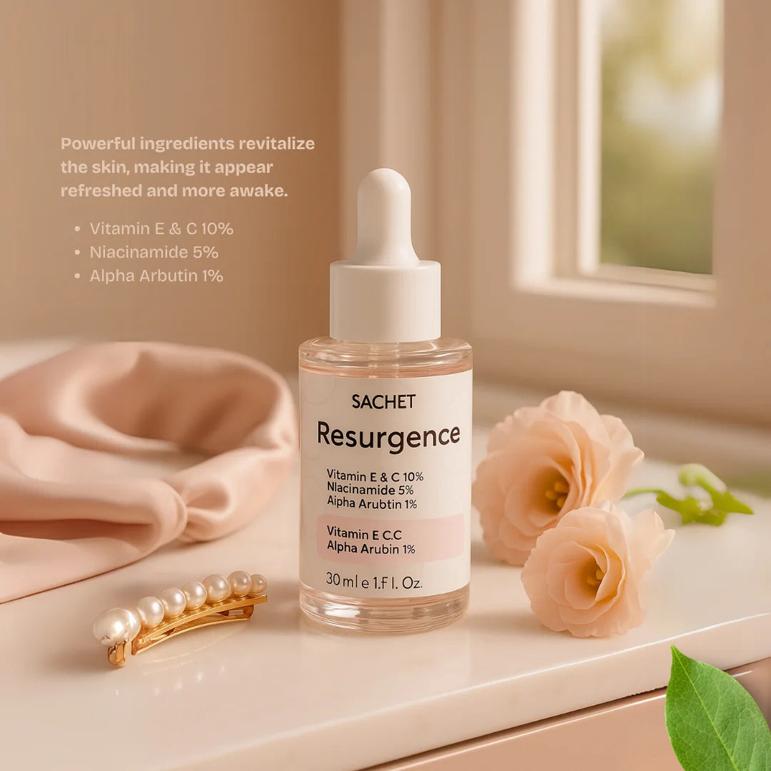 Resurgence Serum - Vitamin E & C 10% + Niacinamide 5% + Alpha Arbutin 1% | sachetcare.com
