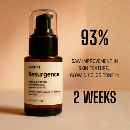 Resurgence Serum - Vitamin E & C 10% + Niacinamide 5% + Alpha Arbutin 1% | sachetcare.com