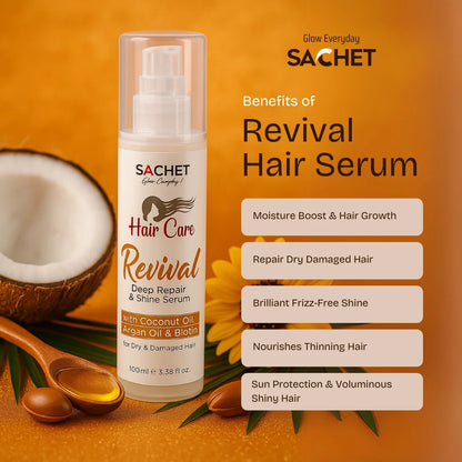 Revival Hair Serum by SACHET – Nourishing Non-Greasy Hair Treatment