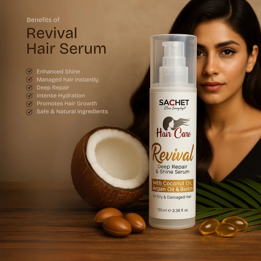 Before and after using SACHET Revival Hair Serum – Repair & Smooth Shine Results