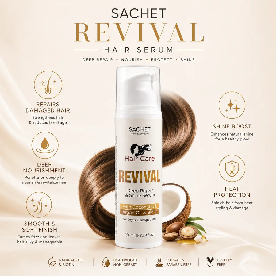 Before and after using SACHET Revival Hair Serum – Repair & Smooth Shine Results