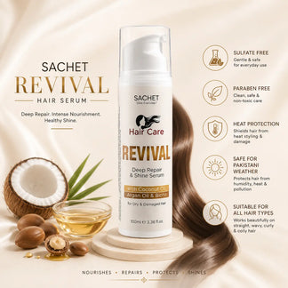 Biotin & Argan Oil Hair Serum Pakistan – SACHET Revival Serum Bottle