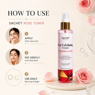 Pore Exfoliating Rasberry & Rose Toner | sachetcare.com