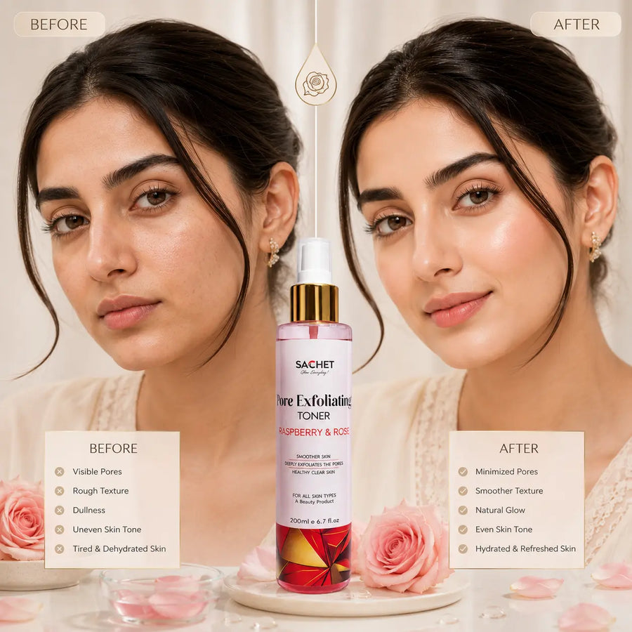 Pore Exfoliating Rasberry & Rose Toner | sachetcare.com