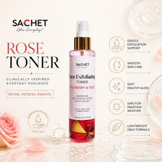 Pore Exfoliating Rasberry & Rose Toner | sachetcare.com
