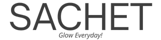 Sachet logo with tagline 'Glow Everyday!' on a black background