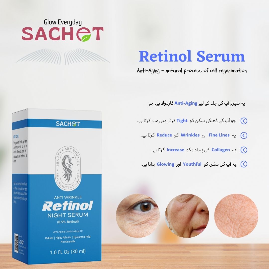 Retinol Skin Renewing Night Serum- Reduce Wrinkles & Brighten Skin (Pakistan) | sachetcare.com