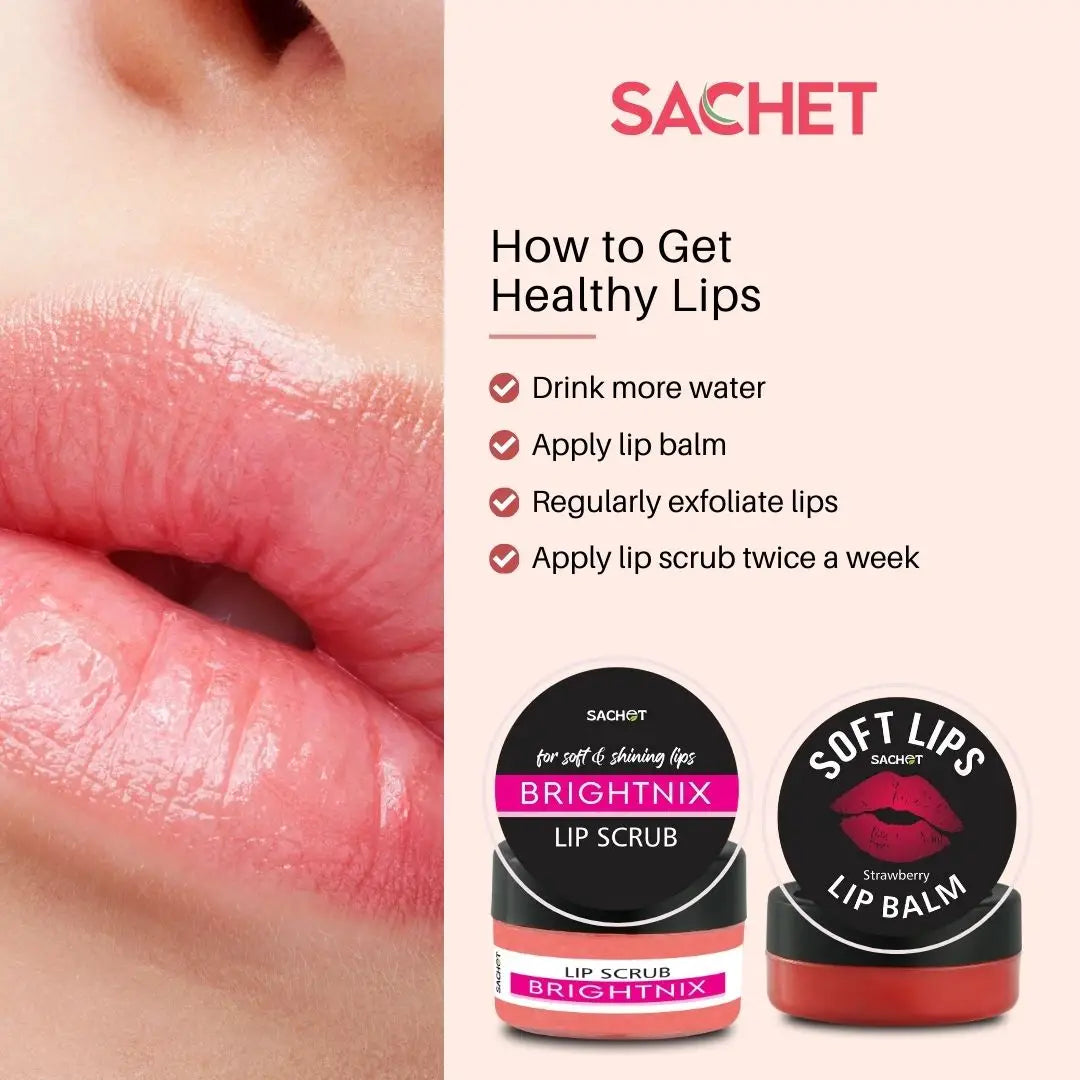 Strawberry Kiss Lip Balm & Scrub | sachetcare.com