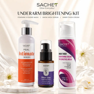 Sachet whitening kit for sensitive areas and underarms with a 40% off special offer on a light background.