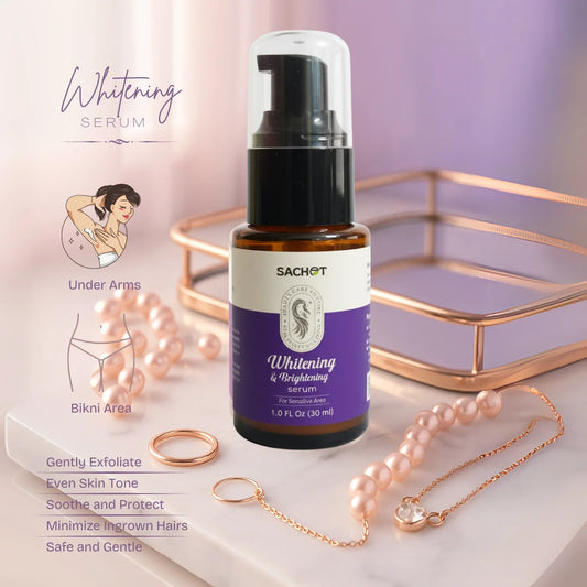 SACHET Whitening Serum for Sensitive Areas – front label 100ml bottle