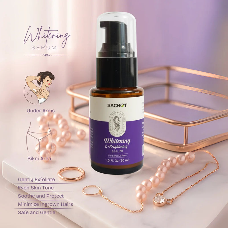 SACHET Whitening Serum for Sensitive Areas – front label 100ml bottle